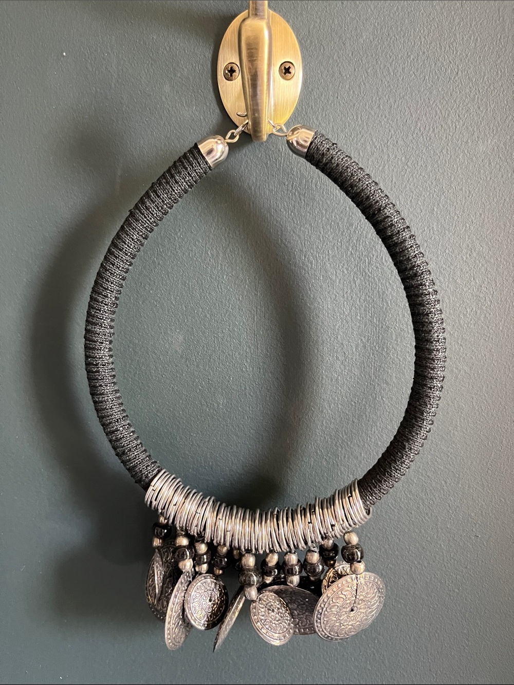 Black Boho Coin Statement Necklace